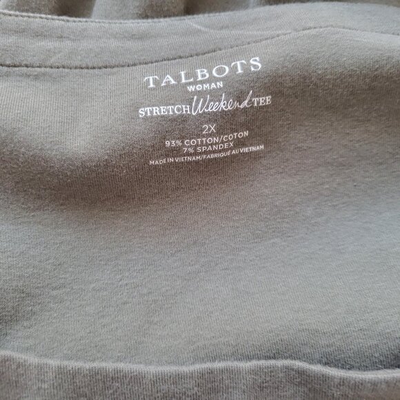 Talbots Weekend Womens Top 2X Plus Tee Short Sleeve Gray Soft GRE66E - Picture 7 of 7